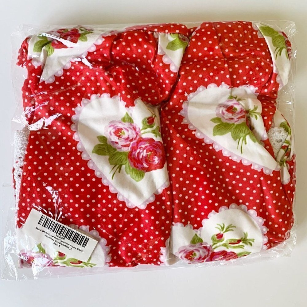 NEW Adorable Sweetness Girl Red Hearts Floral Dress 5T - Picture 13 of 13